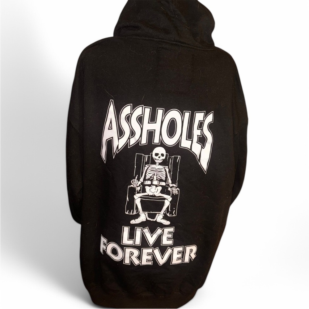 Black Graphic Hoodie with Skeleton Print